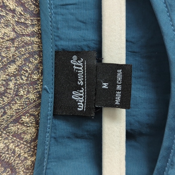 💙 Silky Teal Blouse 3/4 balloon sleeves keyhole ruched M-L Blouson Elegant - Picture 7 of 7